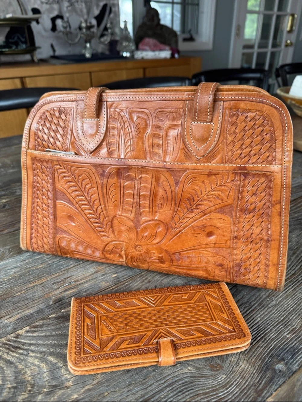Leaders in leather vintage‎ artisan Paraguayan hand tool satchel with wallet